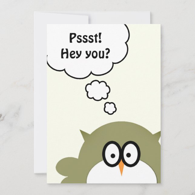 Invitación ¡Pssst! ¿Ey usted? La fiesta de cumpleaños invita (Anverso)