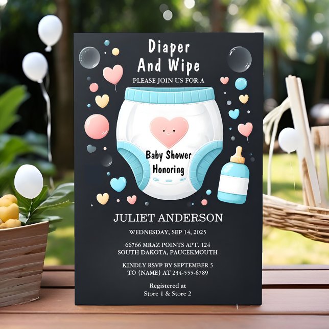 Invitación Publicar Papel Azul Rosa De Papá Y Limpiar Baby Sh (Subido por el creador)