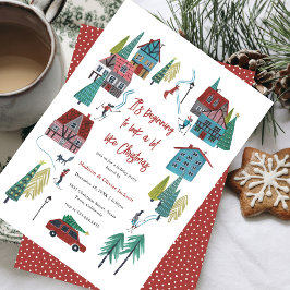 Invitación Pueblo navideño de esquí nórdico lindo Fiesta de N