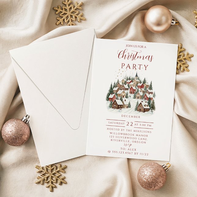 Invitación Pueblo Navideño de Invierno Acogedor (Subido por el creador)