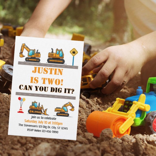 Invitación ¿Puedes Excavarlo, Construcción 2do Cumpleaños (Subido por el creador)