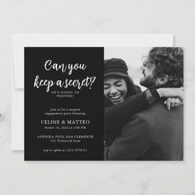 Invitación ¿Puedes guardar un secreto? | Compromiso de fotogr (Anverso)