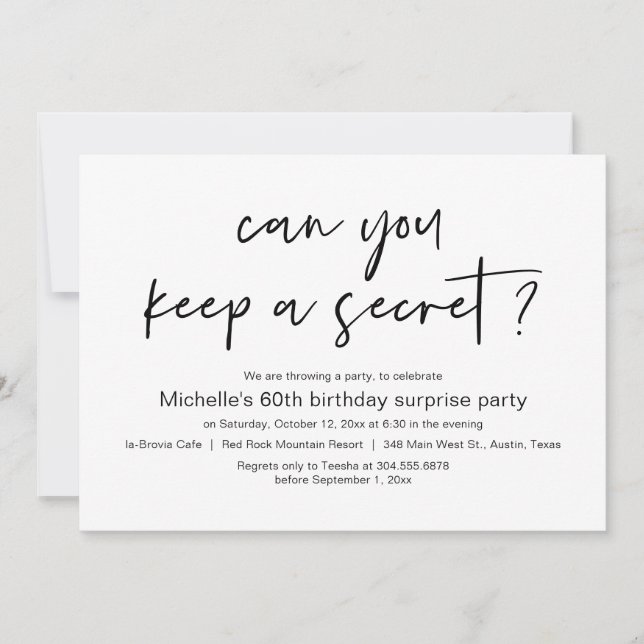 Invitación ¿Puedes Mantener Una Fiesta De Cumpleaños Secreta  (Anverso)