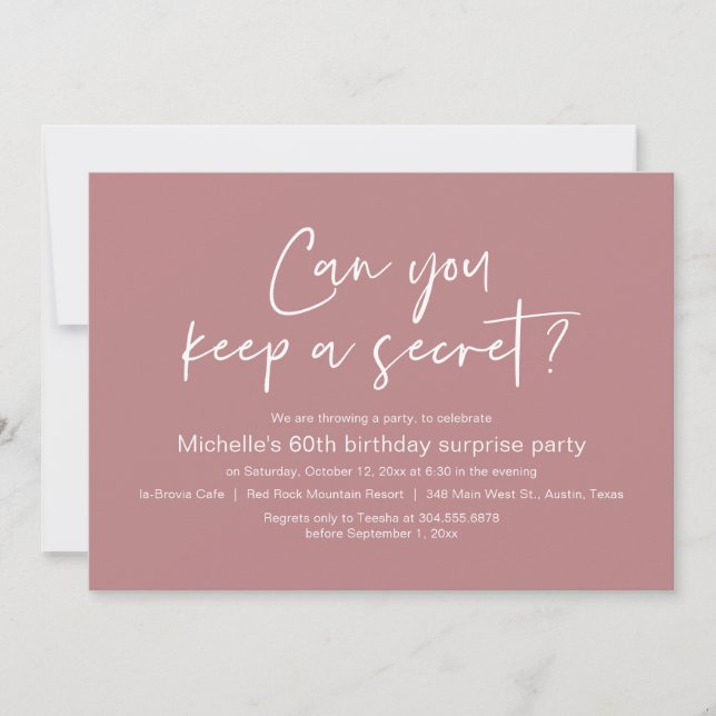 Invitación ¿Puedes Mantener Una Fiesta De Cumpleaños Secreta  (Anverso)