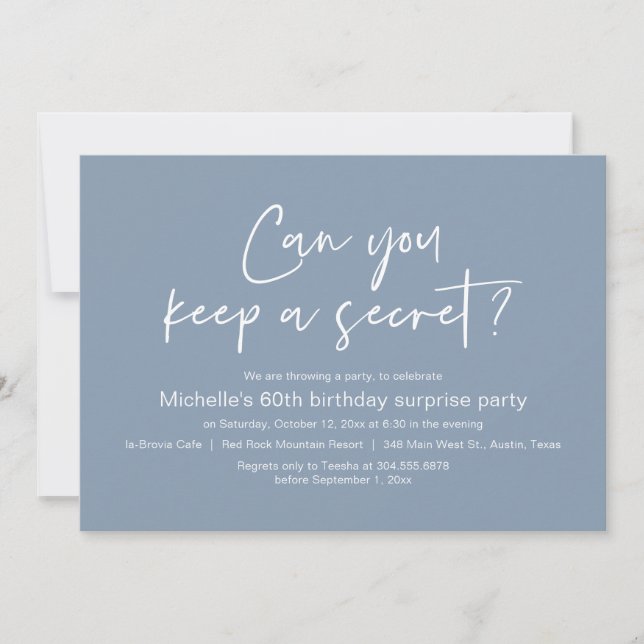 Invitación ¿Puedes Mantener Una Fiesta De Cumpleaños Secreta  (Anverso)