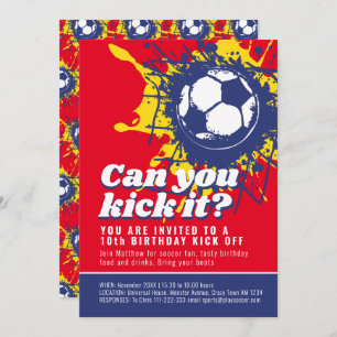 Invitación ¿Puedes patearlo fiesta de cumpleaños del fútbol r