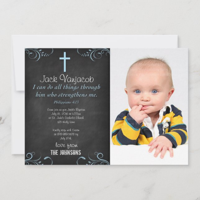 Invitación Puedo hacer todas las cosas a través de Cristo beb (Anverso)