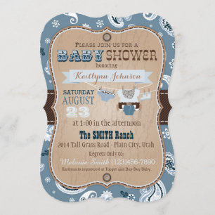 Invitación Puente Baby Shower del pañuelo del vaquero