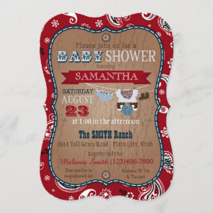 Invitación Puente Baby Shower del pañuelo del vaquero
