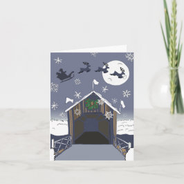 Invitación Puente cubierto con Santa y renos