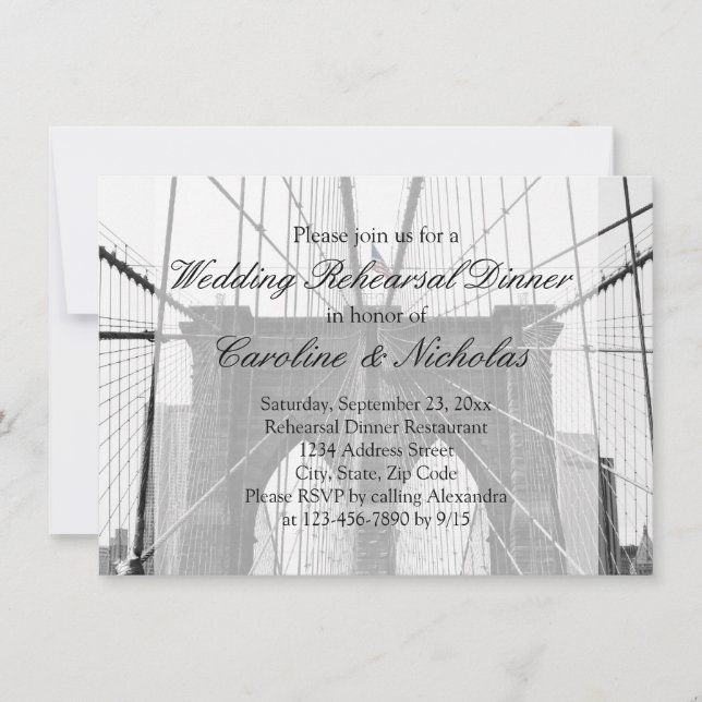 Invitación Puente de Brooklyn de NYC, Boda de Nueva York (Anverso)