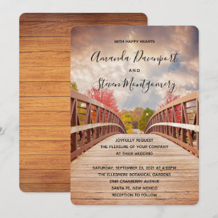 Invitación Puente de Madera Rústica en la Boda Campestre
