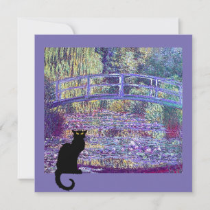 Invitación Puente japonés monet y gato negro