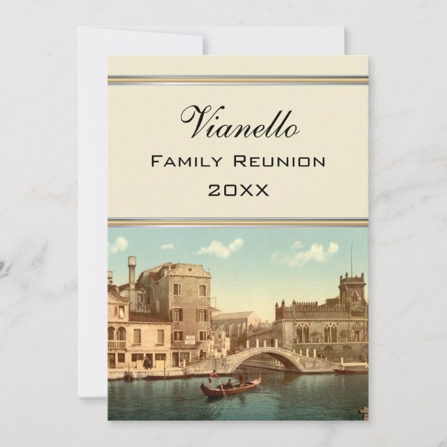 Invitación Puente y Canal, Venecia, Reunión Familiar de Itali (Anverso)
