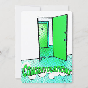 Invitación puerta cómica de felicitaciones