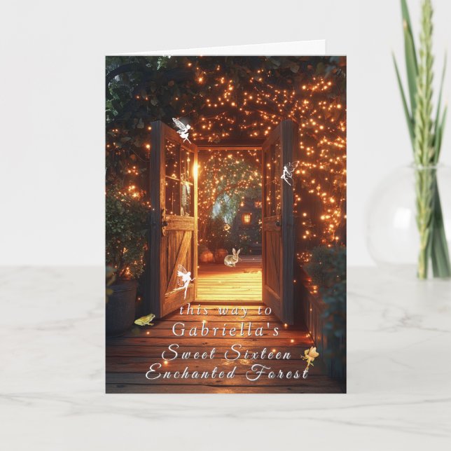 Invitación Puerta de conejos de hadas del bosque encantado (Anverso)