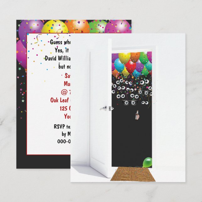 Invitación Puerta de fiesta sorpresa de cumpleaños 21  (Anverso / Reverso)