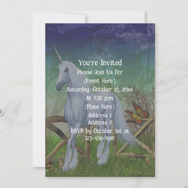 Invitación Puerta del Bosque de Unicornios Reunión de Fantasí (Anverso)