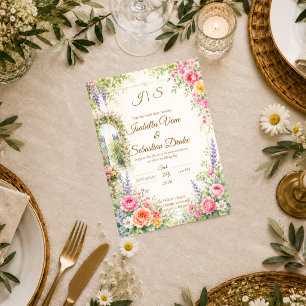 Invitación Puerta del jardín encantado, boda romántica 