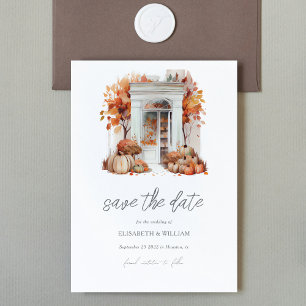 Invitación Puerta delantera de la boda otoño Guardar el códig