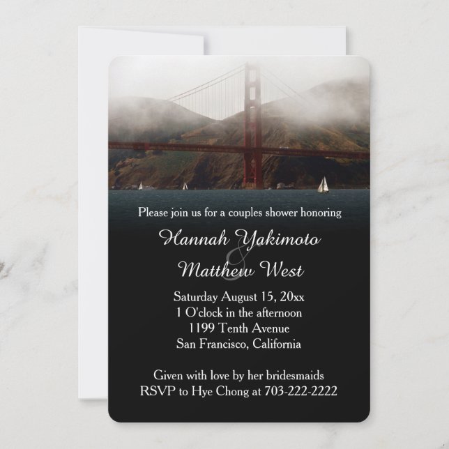 Invitación Puerta Dorada San Francisco Ducha invitada (Anverso)