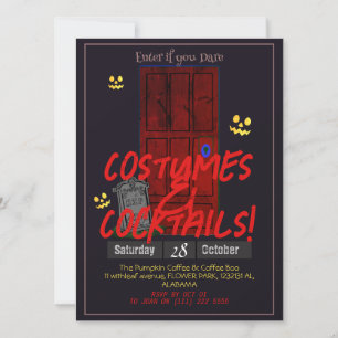 Invitación Puerta misteriosa del partido Halloween oscuro adu