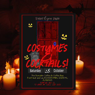 Invitación Puerta misteriosa del partido Halloween oscuro adu