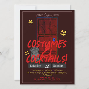 Invitación Puerta misteriosa del partido Halloween oscuro adu