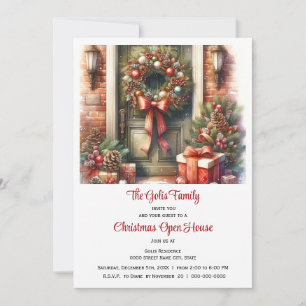 Invitación Puerta Principal Festiva Casa Abierta de Navidad