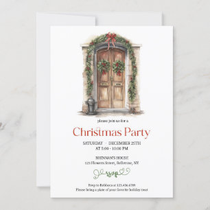 Invitación Puerta rústica de madera con decoración festiva ar