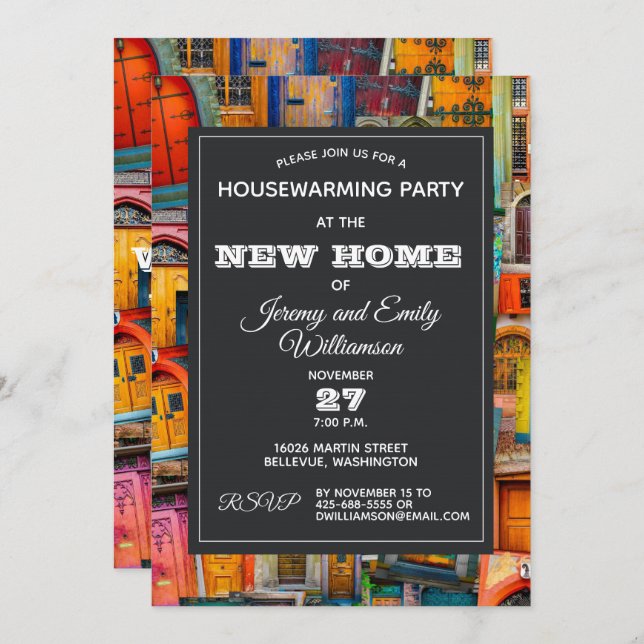 Invitación Puertas Inspiradoras de la antigüedad Fiesta Calen (Anverso / Reverso)