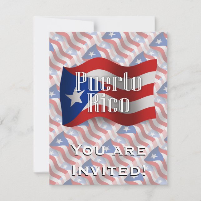 Invitación Puerto Rico ondeando bandera (Anverso)