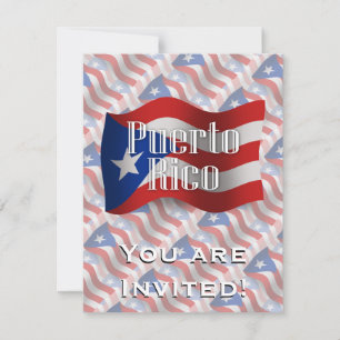 Invitación Puerto Rico ondeando bandera