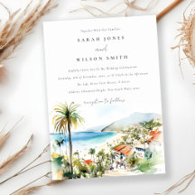Puerto Vallarta México paisaje acuarela Boda