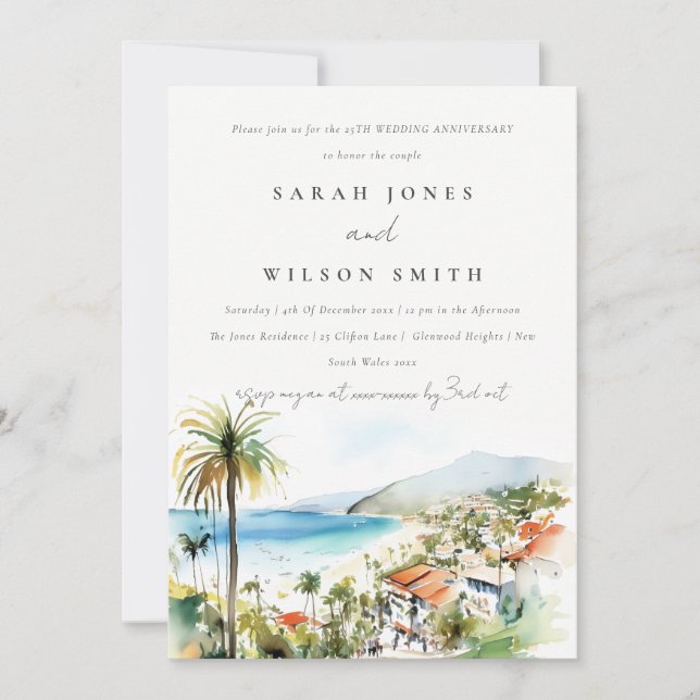 Invitación Puerto Vallarta Mexico Scape Wedding Anniversary  (Anverso)