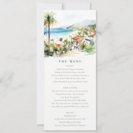 Invitación Puerto Vallarta Mexico Watercolor Wedding Menu