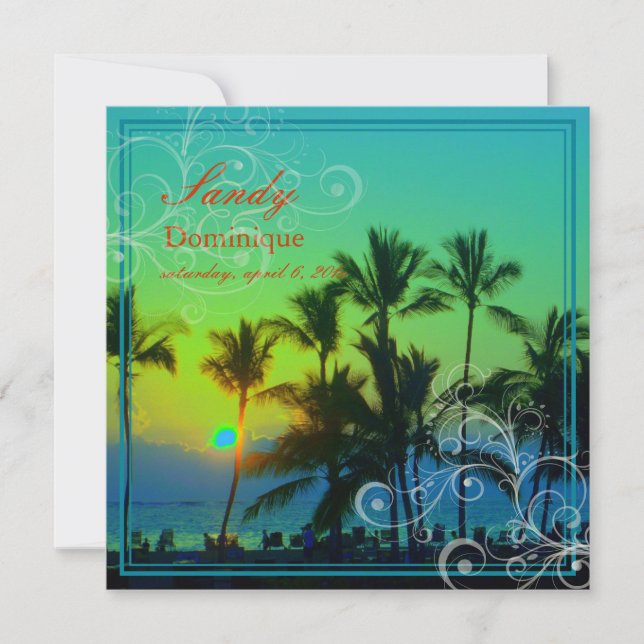 Invitación Puesta de sol de PixDezines en A-Bay/Hawaii (Anverso)