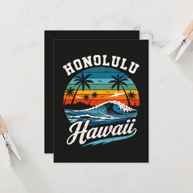 Invitación Puesta de sol de surf de Honolulu Hawaii (Anverso/Reverso In Situ)