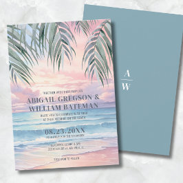 Invitación Puesta de sol en acuarela en la boda de la playa
