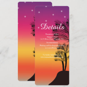 Invitación Puesta de sol en la playa tropical con palmera DET