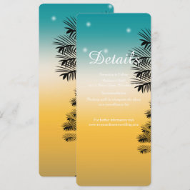 Invitación Puesta de sol en playa tropical con palmeras DETAL