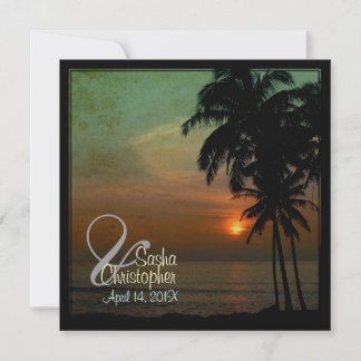Invitación Puesta de sol hula vintage de PixDezines/luau