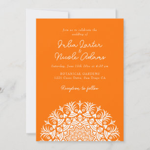 Invitación Puesta de sol naranja vibrante abstracta mandala b