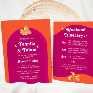 Invitación Puesta de sol rosa y naranja Tequila y Tulum Despe