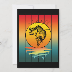 Invitación Puesta de sol vintage pesca de peces océano