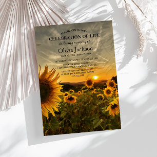 Invitación Puesta de sol y girasoles   En memoria amorosa