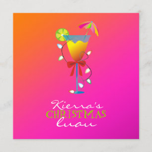 Invitación puesta del sol salvaje Luau del navidad del