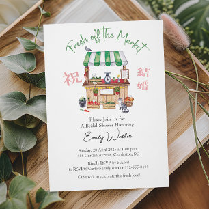 Invitación Puesto de Verduras Frescas del Mercado Rústico