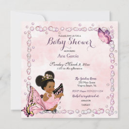 Invitación Pufas de Princesa Mariposa para Bebé Niña