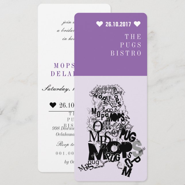 invitación Pug (Anverso / Reverso)